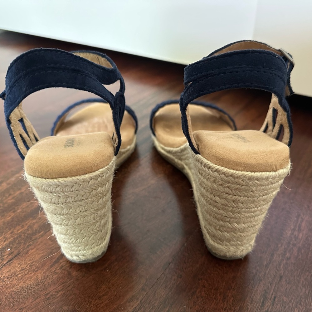 Sonoma Navy Blue Suede Wedge Sandals - Picture 9 of 10